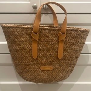 Poolside Isola rattan tote with leather handles